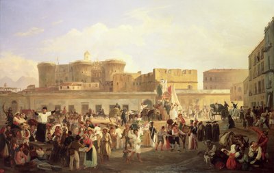 Vita popolare napoletana al Largo di Castello, c.1850 da Carl Wilhelm Goetzloff